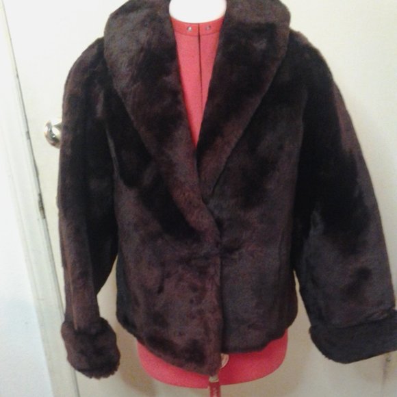 **SALE** Genuine 50's Brown Mouton Sheared Lamb Fur Jacket Coat #1 - Picture 1 of 10